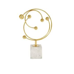 Peça Decorativa em Metal e Mámore Dourado e Branco 37cm BLD0008 BTC