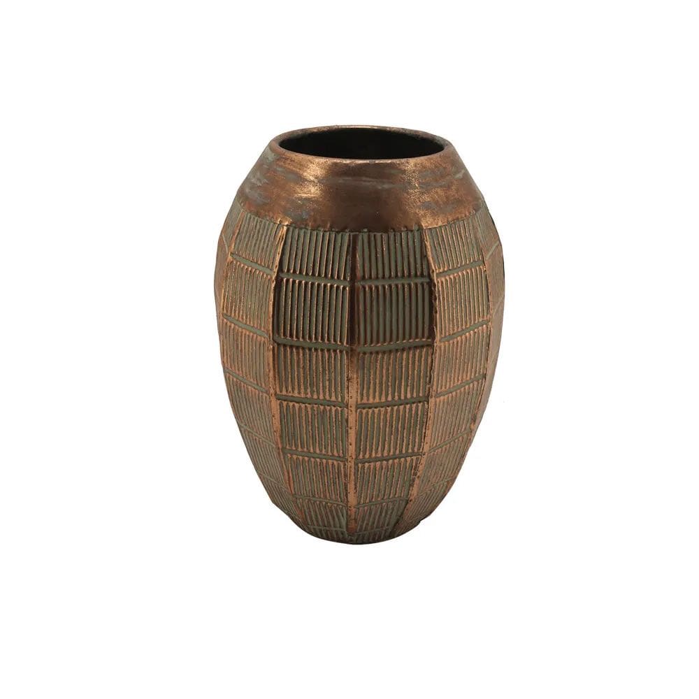 Vaso Decorativo de Chão Rústico Metal Bronze 35cm CR0173 BTC