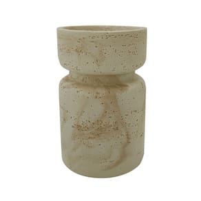 Castiçal Porta-Vela em Resina Bege Mesclado 15cm PO0159 BTC