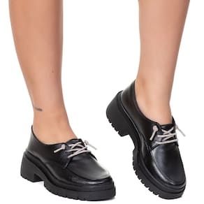 Sapato Mocassim Oxford Feminino Moda Brilho Estilo Shoes