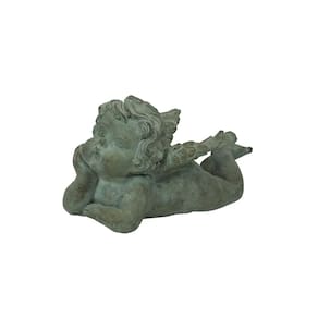 Escultura Decorativa Anjo Rústico em Cimento Cinza 30cm WB3010 BTC