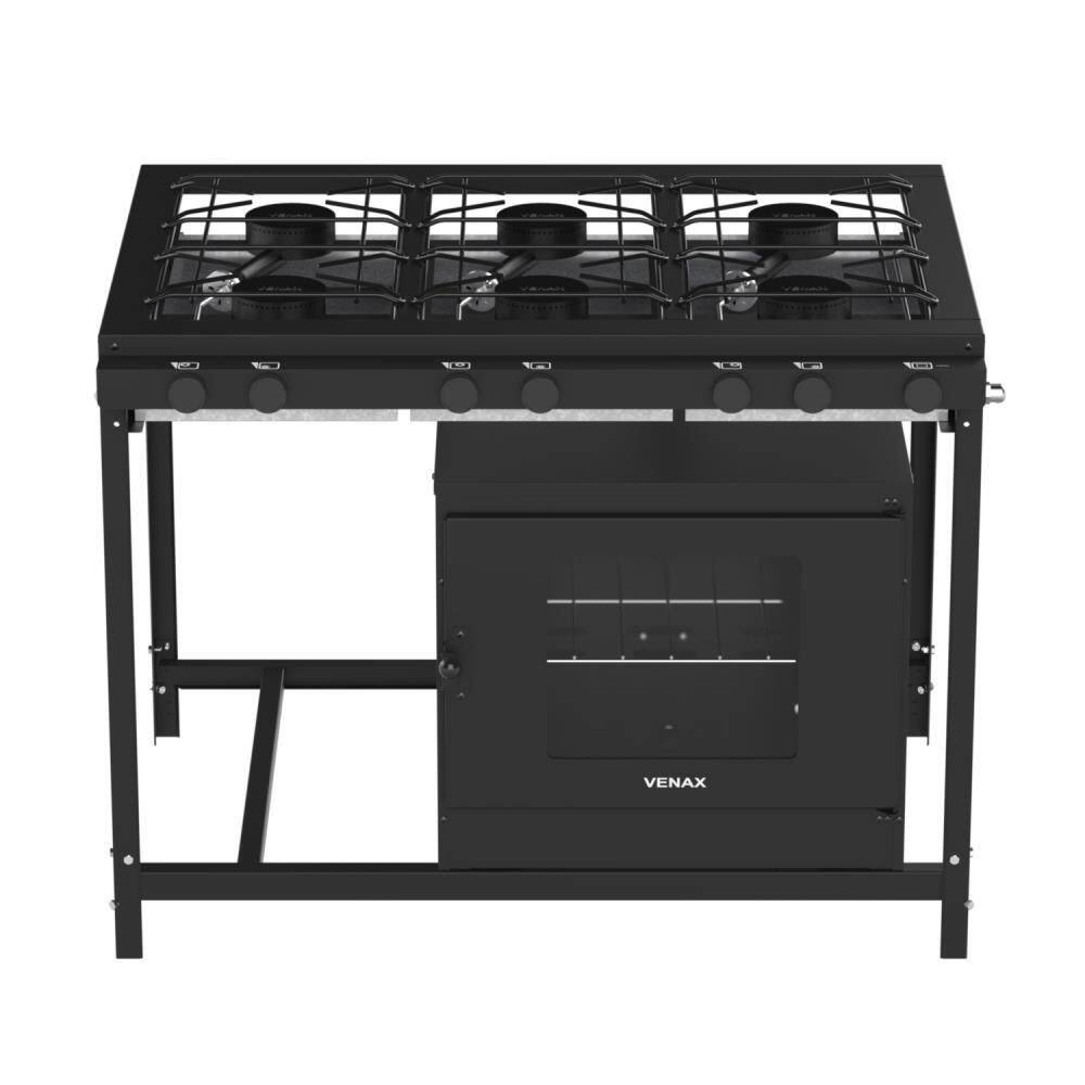 Fogão 6 Bocas Venax Industrial Com Forno Preto - Nffi 630