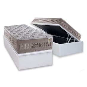 Cama Box Baú Solteiro: Colchão Molas MasterPocket Ensacadas Anjos Richesse + Base CRC Courano White(88x188)