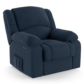 Poltrona do Papai Reclinável Melim Power Touch Veludo Azul FH1 - D`Rossi