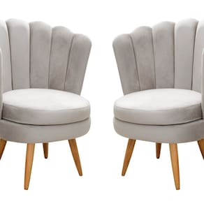 Conjunto 2 Poltronas Pétala Cadeiras Decorativas Flor Bege Claro