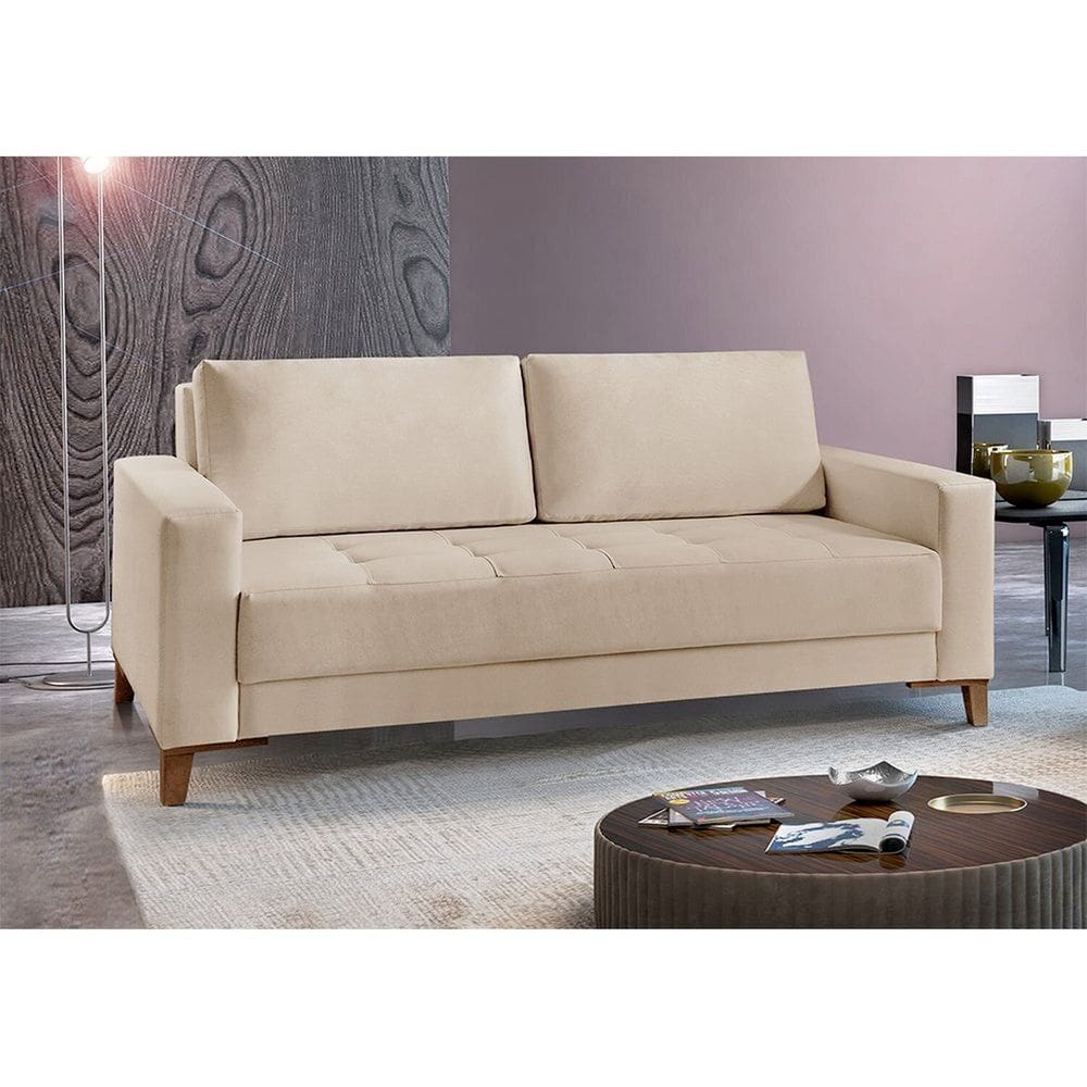 Sofá Fixo 2 Lugares Luxo 160 cm Orion Bege Claro