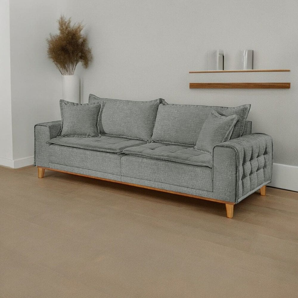 Sofá Fixo Orfeu 3 Lugares Luxo 1,80m Cinza