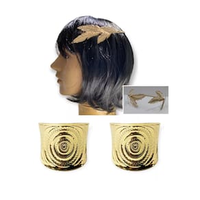 Kit Coroa Deusa Grega Folhas De Louro C/ 2 Braceletes