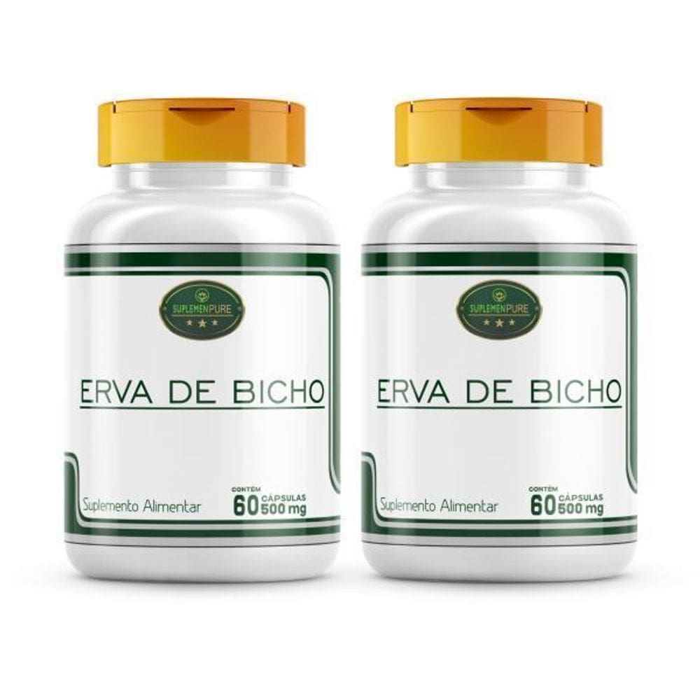 Erva De Bicho 2 Potes 120 Cáps 500Mg 100% Natural E Pura