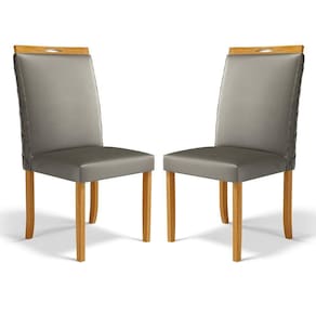 Kit Com 2 Cadeiras Agnes Madeira Maciça Estofadas Para Mesa De Jantar Veludo Chumbo 109