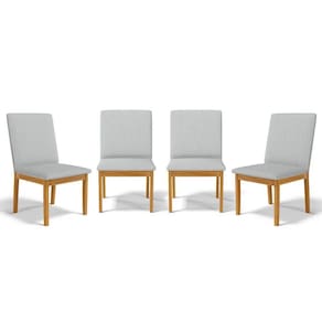 Kit Com 4 Cadeiras Daniela Madeira Maciça Estofada Para Mesa De Jantar Linho Cinza 407