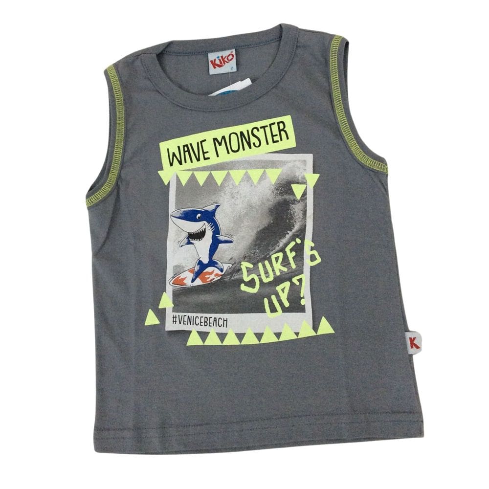 Camiseta Regata infantil masc Kiko e kika cinza