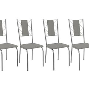 Kit 4 Cadeiras para Sala de Jantar de Metal  Lisboa Cromado/Cinza