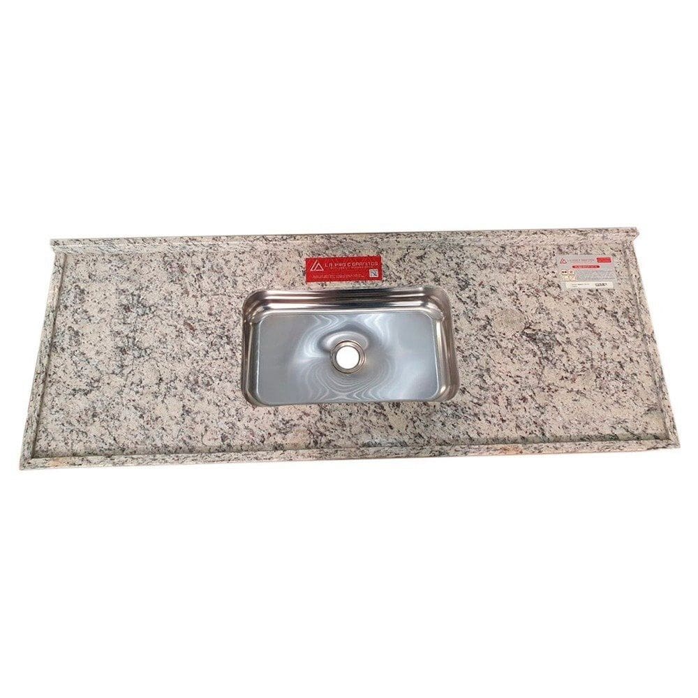 Pia de Cozinha Granito 140 cm Arabesco Standard Cuba simples Bege Arabesco