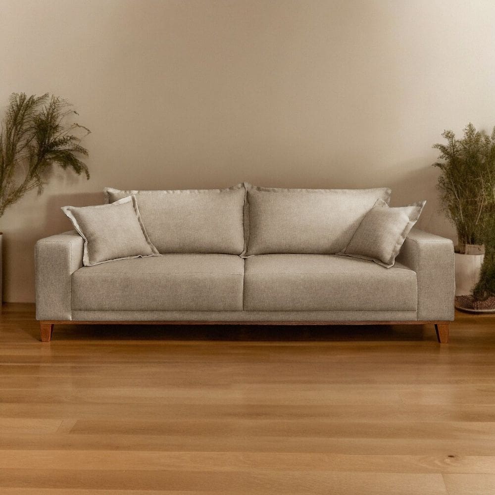 Sofá Fixo 3 Lugares Luxo 180 cm Argos Bege
