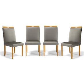 Kit Com 4 Cadeiras Agnes Madeira Maciça Estofadas Para Mesa De Jantar Veludo Chumbo 109