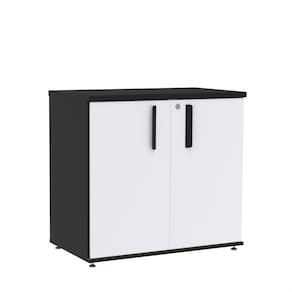 Armário Baixo 02 Portas Pivotante Abc745 Preto/Branco