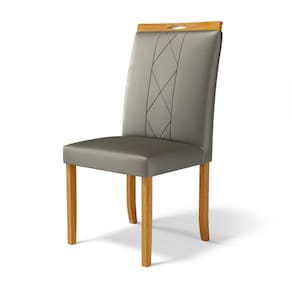 Cadeira Ana Madeira Maciça Estofada Para Mesa De Jantar Veludo Chumbo 109