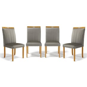Kit Com 4 Cadeiras Aurora Madeira Maciça Estofadas Para Mesa De Jantar Veludo Chumbo 109