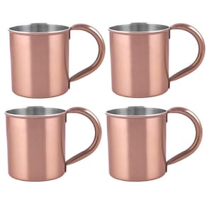 Kit 4 Canecas Lisa Moscow Mule Inox Rose Bronze Drink 250Ml