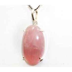 Colar Cabochão Quartzo Rosa Prata 950 Garra REFF PC3670