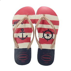 Chinelo Havaianas Slim Nautical Dourado/Bege/Vermelho/Azul