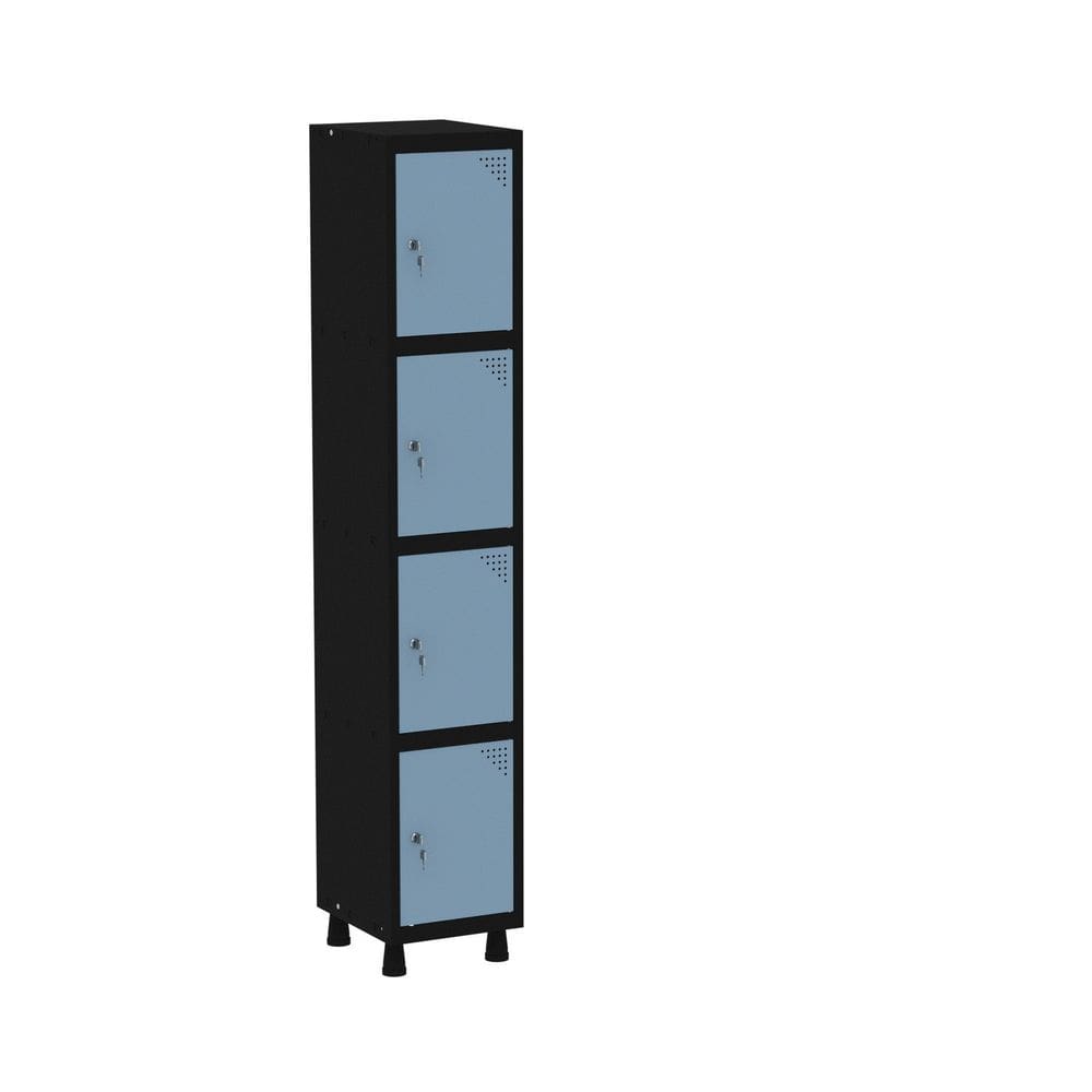Roupeiro em Aço Mt 1v 4 Portas - Fechadura Preto/Azul Dalli