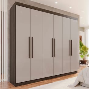Guarda-roupa 6 Portas 4 Gavetas New Malibu Espresso Móveis Imbuia/Off White