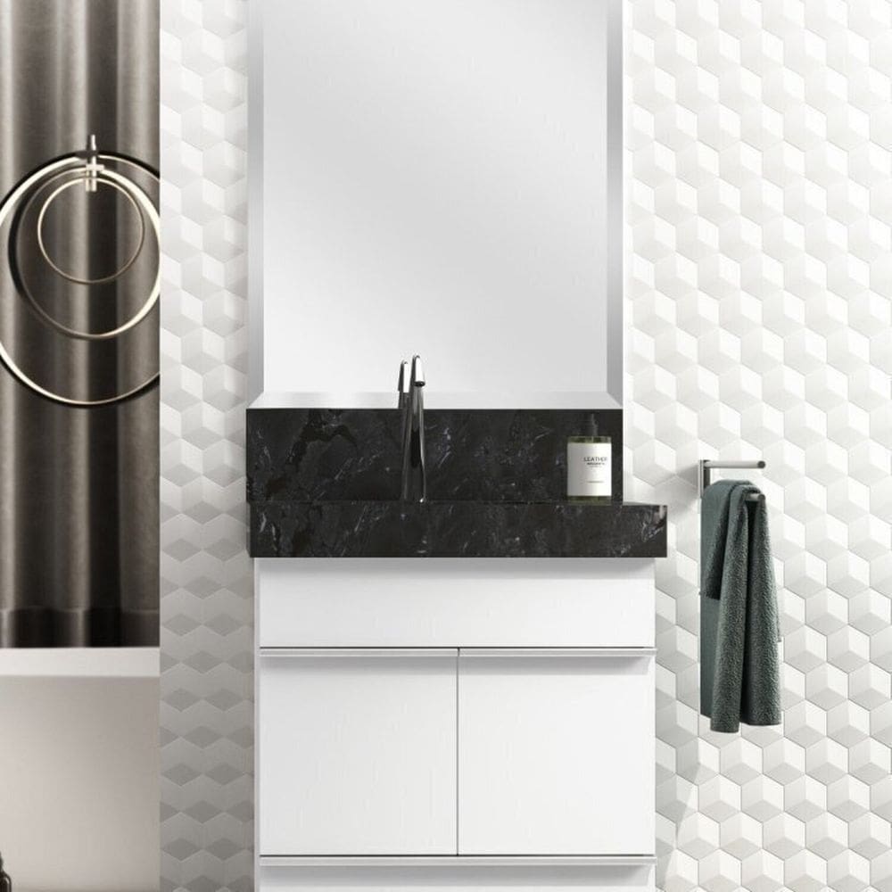 Kit 2 Cubas Esculpidas em Porcelanato Slim para Banheiro 60cm Black
