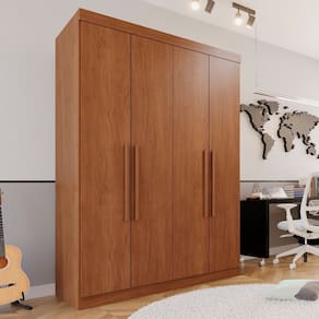 Guarda-roupa Solteiro 4 Portas 3 Gavetas Roma Espresso Móveis Cinamomo