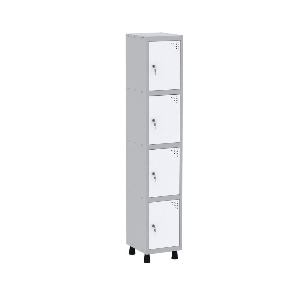 Roupeiro em Aço Mt 1v 4 Portas - Fechadura Cinza/Branco