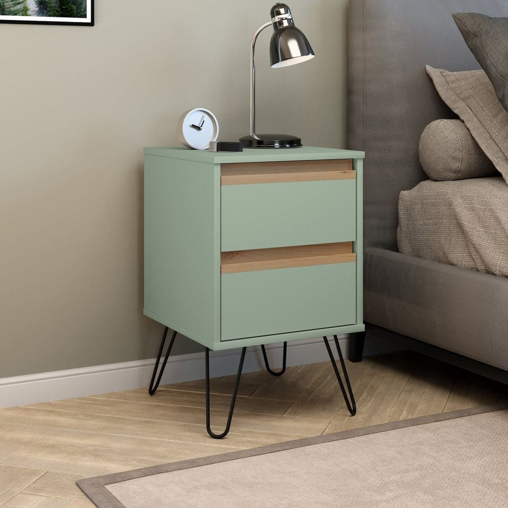 Mesa de Cabeceira 02 Gavetas Paris Verde Mar
