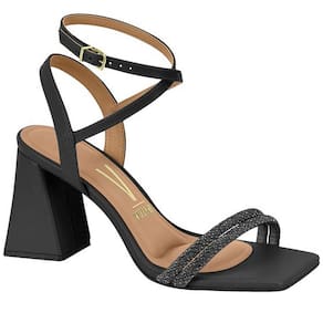 Sandalia Feminina Vizzano Salto Médio 6464.119 Bicolor Stras