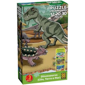 Puzzle Progressivo Dinossauros - Céu, Terra E Mar