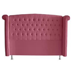Cabeceira De Cama Box Luxo Casal 140 Cm Suede Rosa Bebê Eli Móveis
