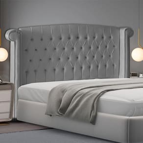 Cabeceira De Cama Box Luxo Casal 140 Cm Suede Prata Eli Móveis