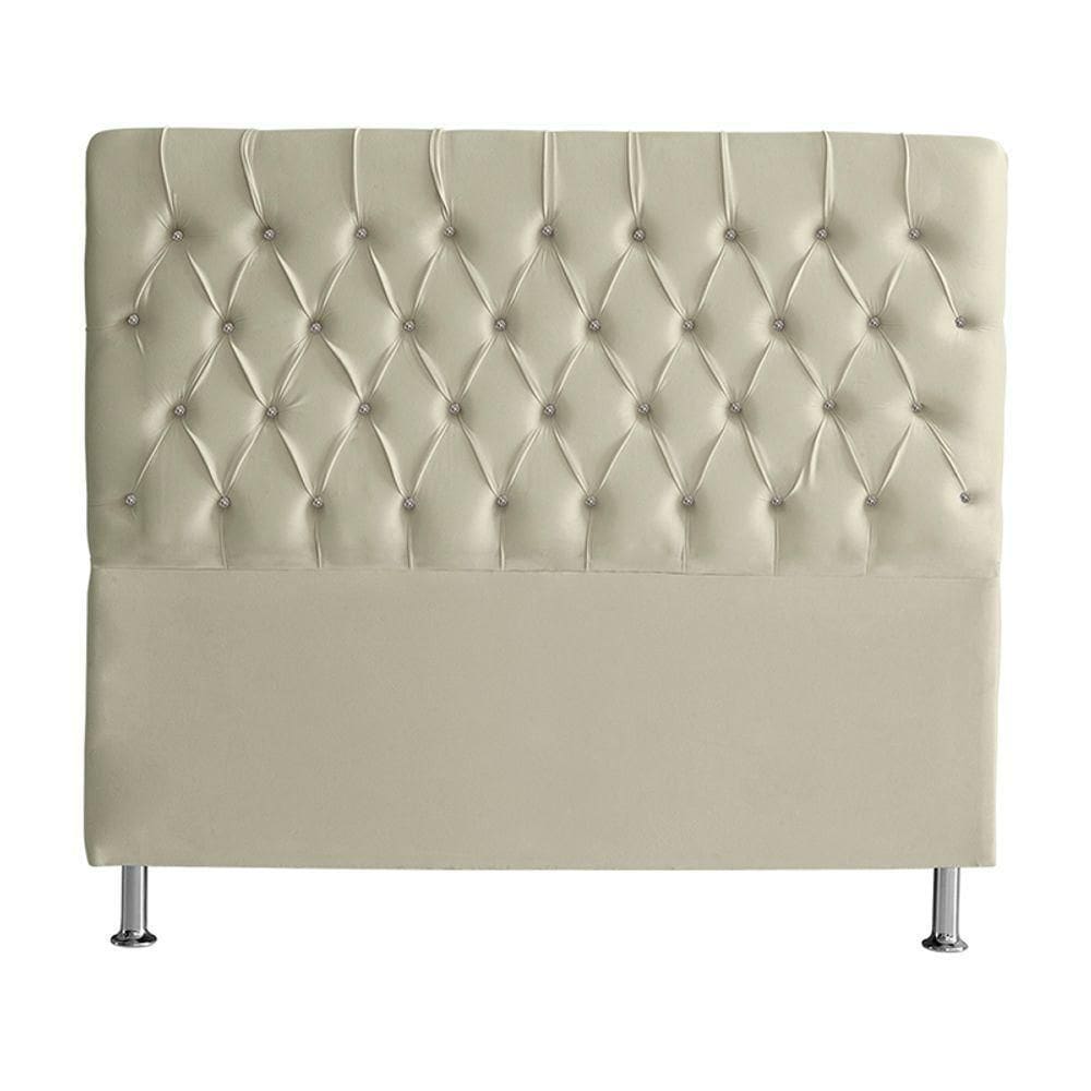 Cabeceira De Cama Box Paris Queen 160 Cm Botão Strass Suede Porcelana Eli Móveis