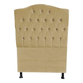 Cabeceira De Cama Box Princesa Solteiro 90 Cm Botão Strass Suede Bege Eli Móveis