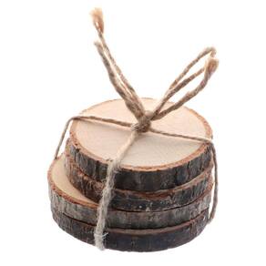 Jogo Kit 4 Porta Copos Em Madeira Rustica 10Cm Mesa Bancada