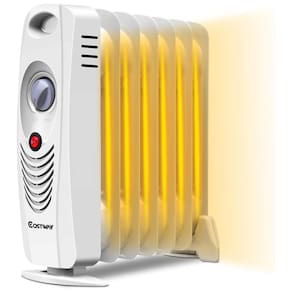 Aquecedor a Óleo Portátil com Termostato Ajustável, 110V 700W COSTWAY 22917 CYPE, Branco