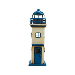 Miniatura Farol Cofrinho Detalhes Azul 34x10,5x10,5cm Retrô
