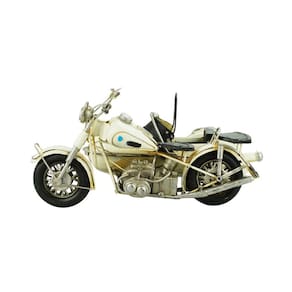 Miniatura Motocicleta Branca Com Sidecar 18x25x35cm - Retrô