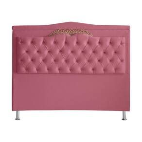 Cabeceira De Cama Box Helena Queen 160 Cm Capitonê Retro Botão Encapados Suede Rosa Bebê Eli Móveis
