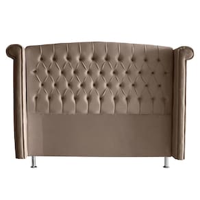 Cabeceira De Cama Box Luxo Casal 140 Cm Suede Capuccino Eli Móveis
