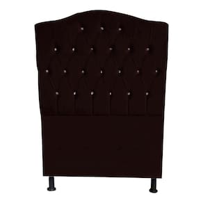 Cabeceira De Cama Box Princesa Solteiro 90 Cm Botão Strass Suede Marrom Eli Móveis