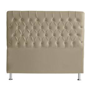 Cabeceira De Cama Box Paris Casal 140 Cm Botão Strass Suede Bege Eli Móveis