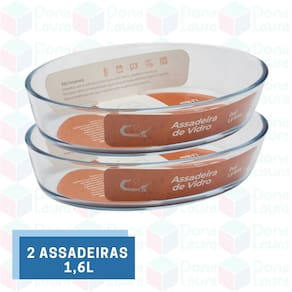 2 Travessa Oval Pequena 1,6L Sem Tampa Vidro Temperado Cozidos