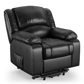 Poltrona do Papai Reclinável Melim Elevação Lift Elétrico PU Preto Brilho FH1 - D`Rossi
