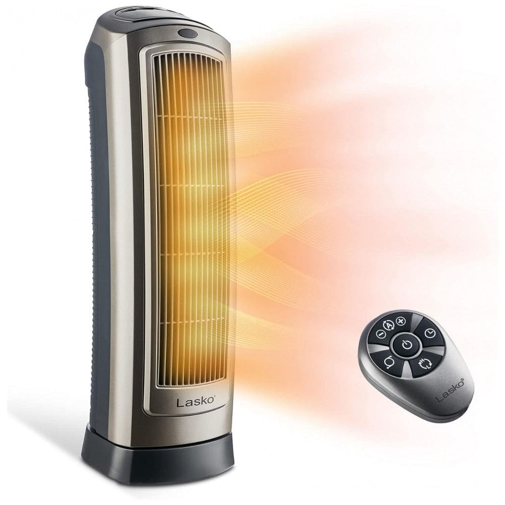 Aquecedor Elétrico de Cerâmica com Controle Remoto 2 Modos 1500W 110V, Lasko 755320, Prata