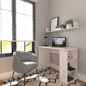 Conjunto de Mesa com Prateleiras Para Escritório ou Home Office 100 cm de Largura Branco